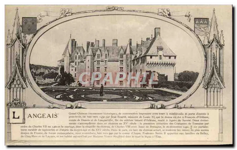 L'Angeais — Castelo histórico com descrição — Editor Lévy fils & Cie, Paris - Frente