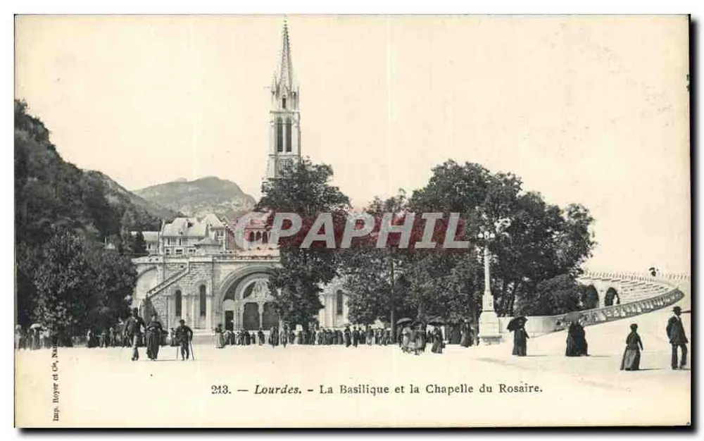 Lourdes — Die Basilika und die Rosenkranzkapelle — Imp. Royer et Cie, No. 243 - Vorderseite