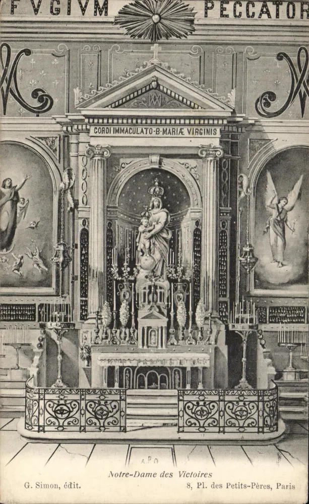 Nossa Senhora das Vitórias — Interior da igreja com estátua da Virgem — G. Simon, edit. - Frente