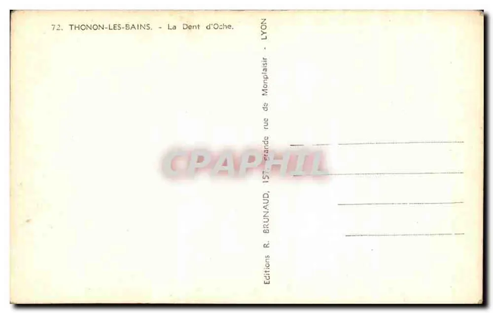 Thonon-les-Bains — A Dente d'Oche — Éditions R. Brunaud, Lyon - Verso