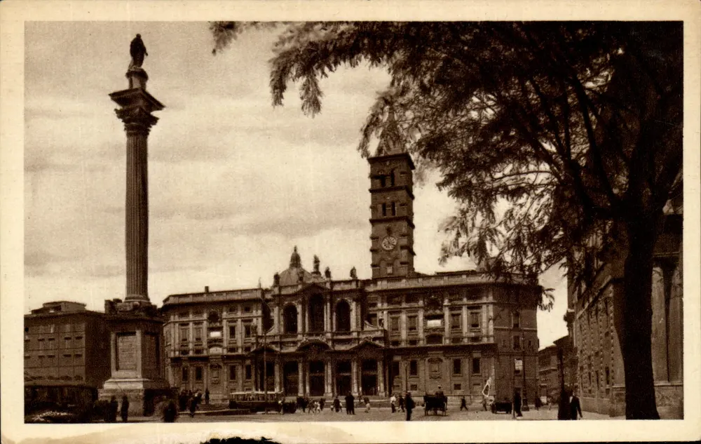 Rome - S. Maria Maggiore — vue avec colonne et église — Ing. Bracci & Maunzini - Milano - 1936 - Recto