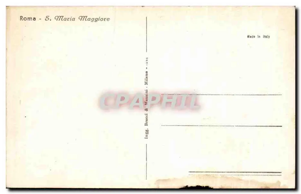 Rome - S. Maria Maggiore — vue avec colonne et église — Ing. Bracci & Maunzini - Milano - 1936 - Verso