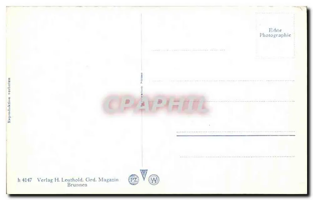 Lago de Vierwaldstättersee com as montanhas Gitschen e Urirotstock — Verlag H. Leuthold, Grd. Magazin Brunnen, n° 4147 - Verso