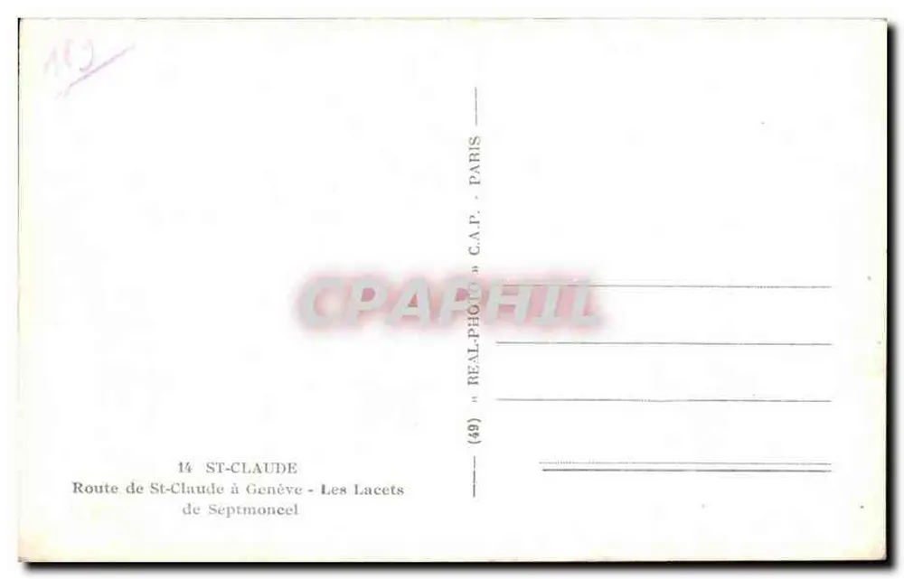 Route von St-Claude nach Genf — Die Septmoncel-Kurven — C.A.P. Paris - Rückseite