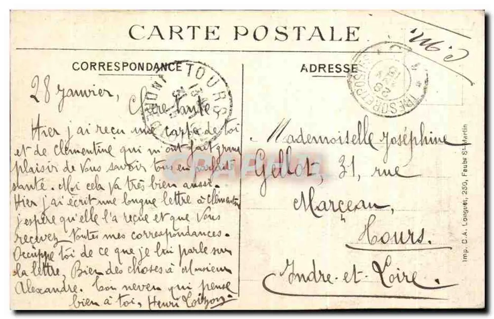 Arras — Krieg 1914 — Inmitten der Ruinen — Charles Ledib, N° 44 - Rückseite