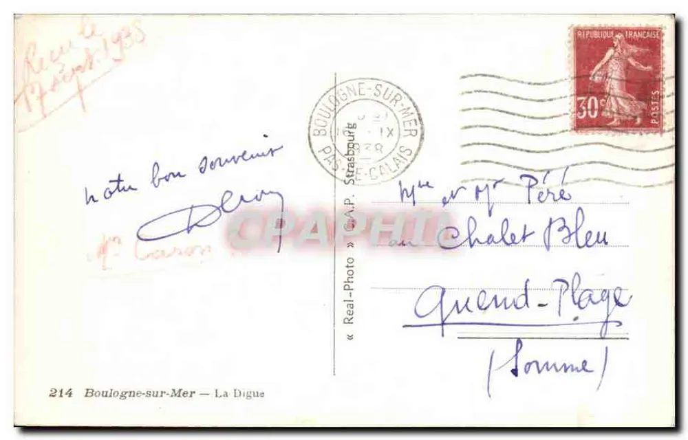 Boulogne-sur-Mer — A Digue — editor C.A.P. n°214 - Verso