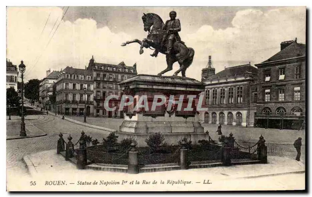 Rouen — Statue des Napoleon I und die Rue de la République — LL. n°55 - Vorderseite