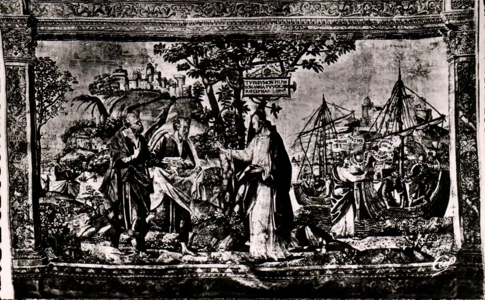 Die Berufung des Petrus und Andreas — Wandteppich des 12. Jahrhunderts — Kirche Notre-Dame-de-Nantilly, Saumur - Vorderseite