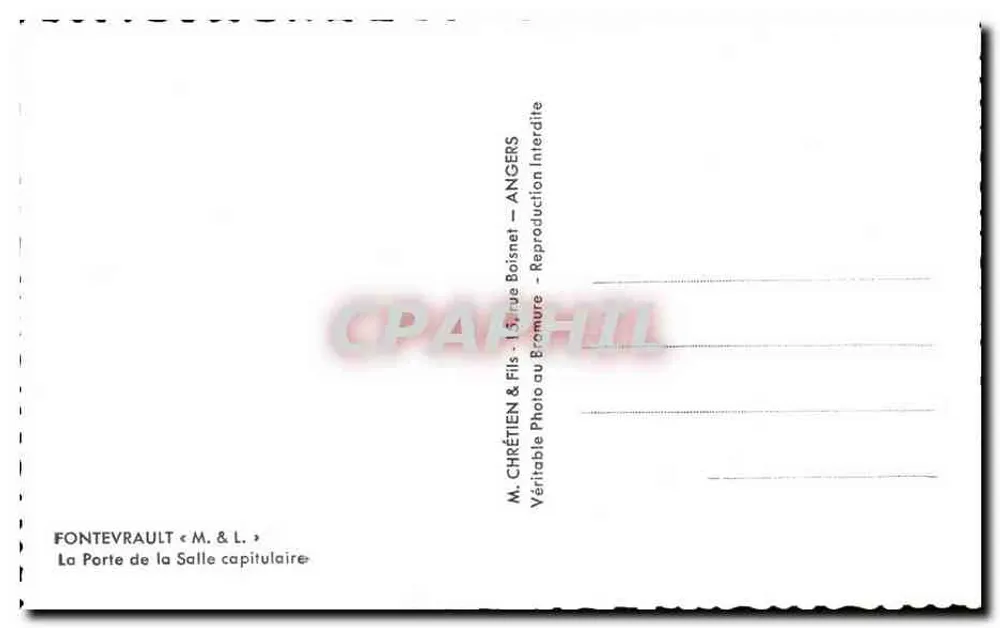 Fontevraud - Die Pforte des Kapitelsaals — M. Chrétien & Fils - Angers - Rückseite
