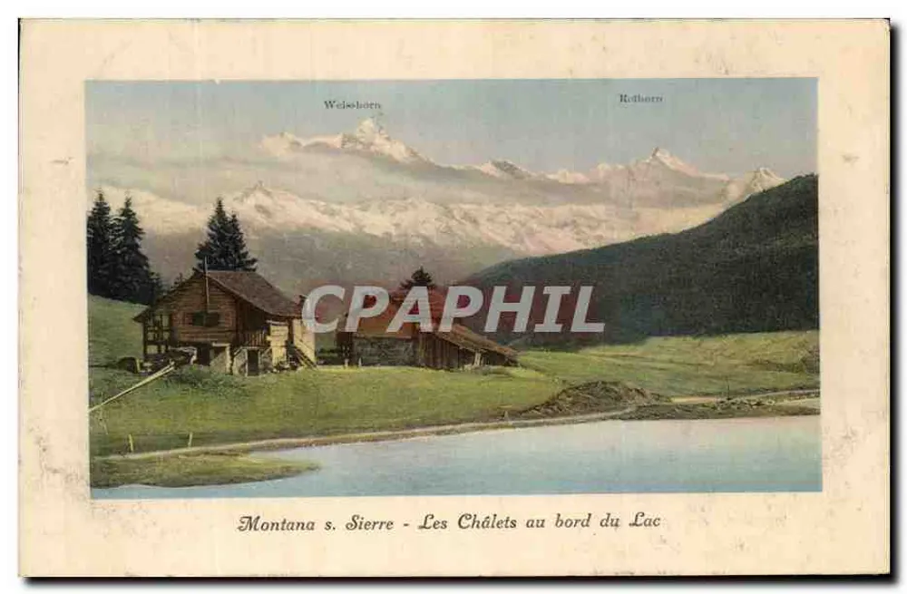 Montana s. Sierre - Die Chalets am See — Weisshorn und Rotherhorn im Hintergrund - Vorderseite
