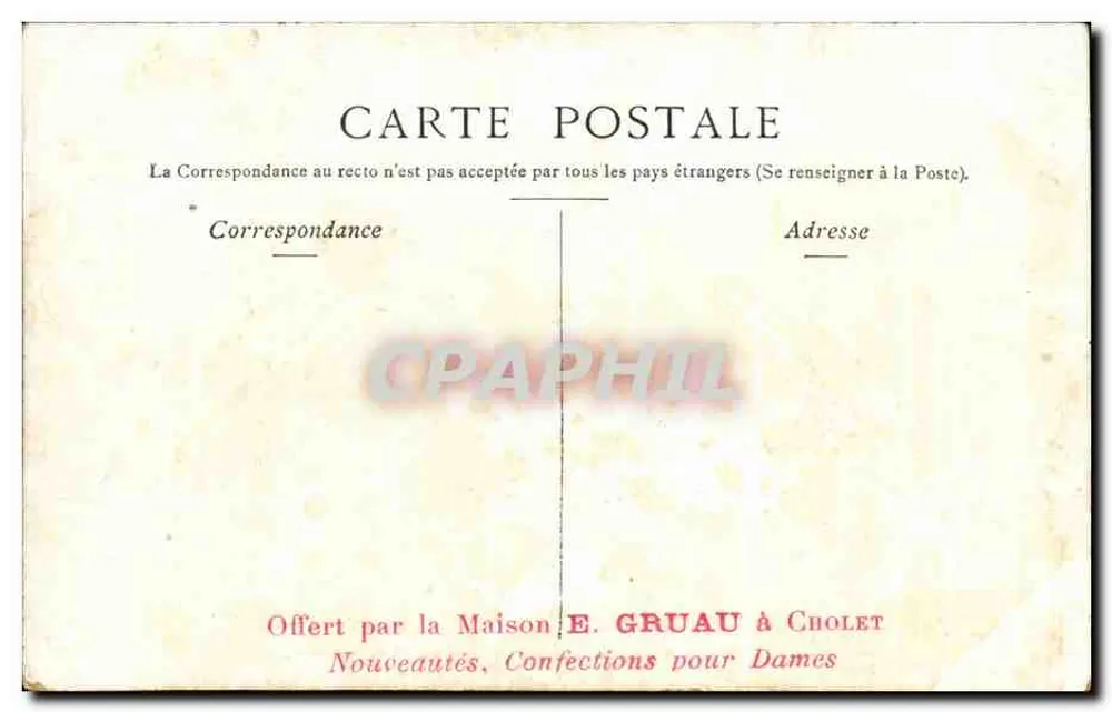 Paris - Boulevard e Porta Saint-Denis — editor E. Gruau em Cholet - Verso