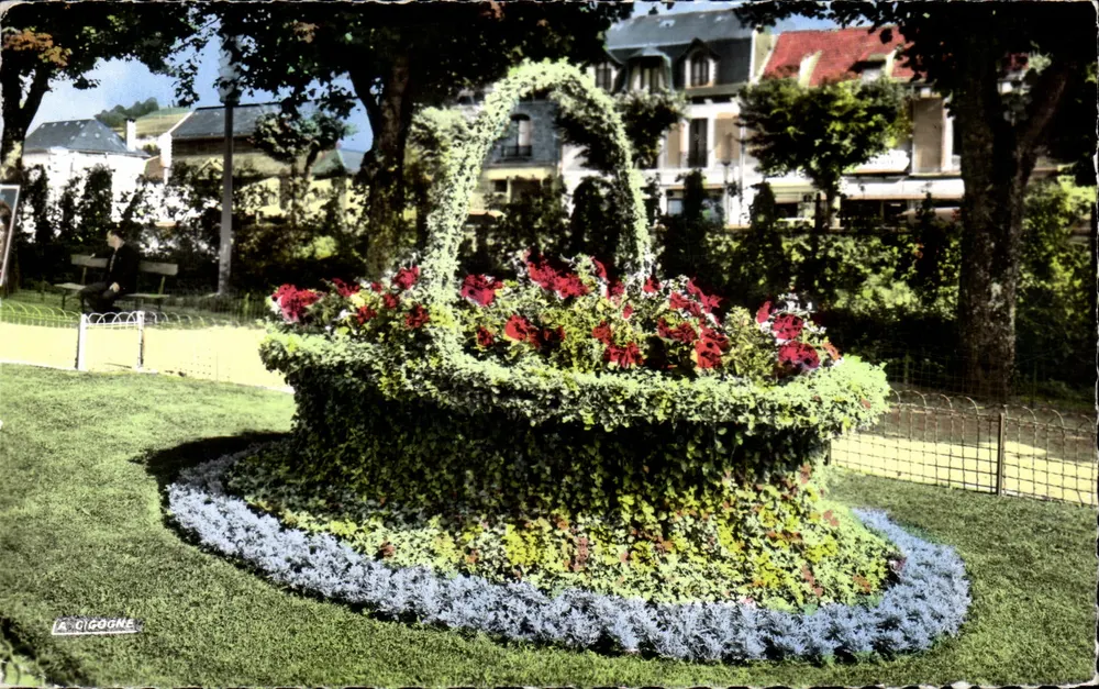La Cigogne — Jardín público con fuente en forma de cesto — Ediciones 'La Cigogne' - Anverso