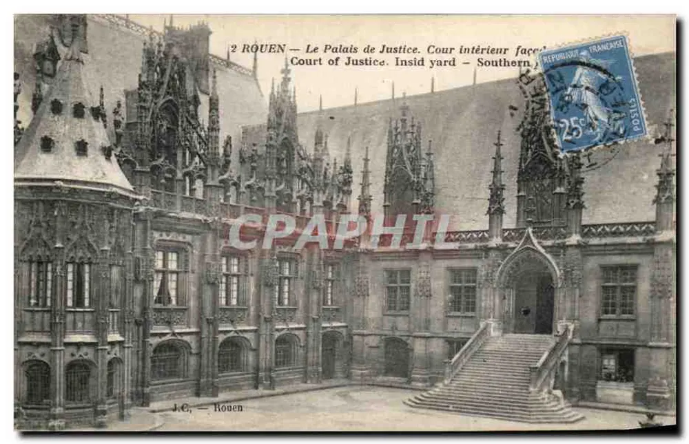 Rouen — Palazzo di Giustizia. Cortile interno facciata sud — J.C., Rouen - Recto
