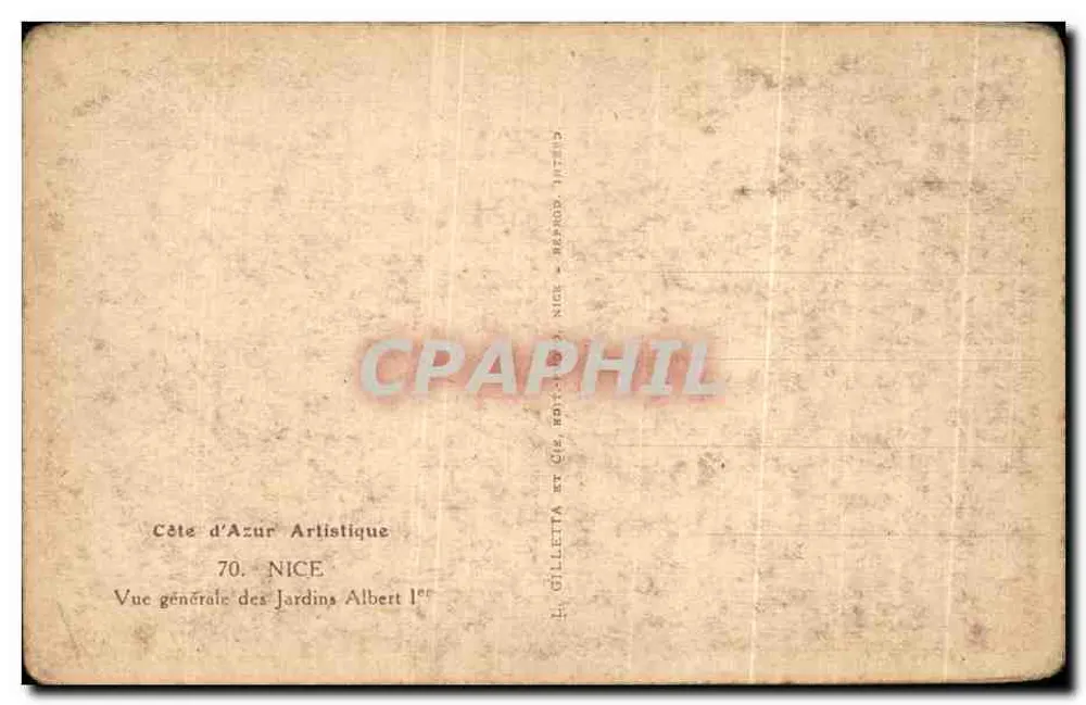 Jardins Albert Ier — allgemeine Ansicht — Éditeur L. Gilletta et Cie, Nice, n°70 - Rückseite