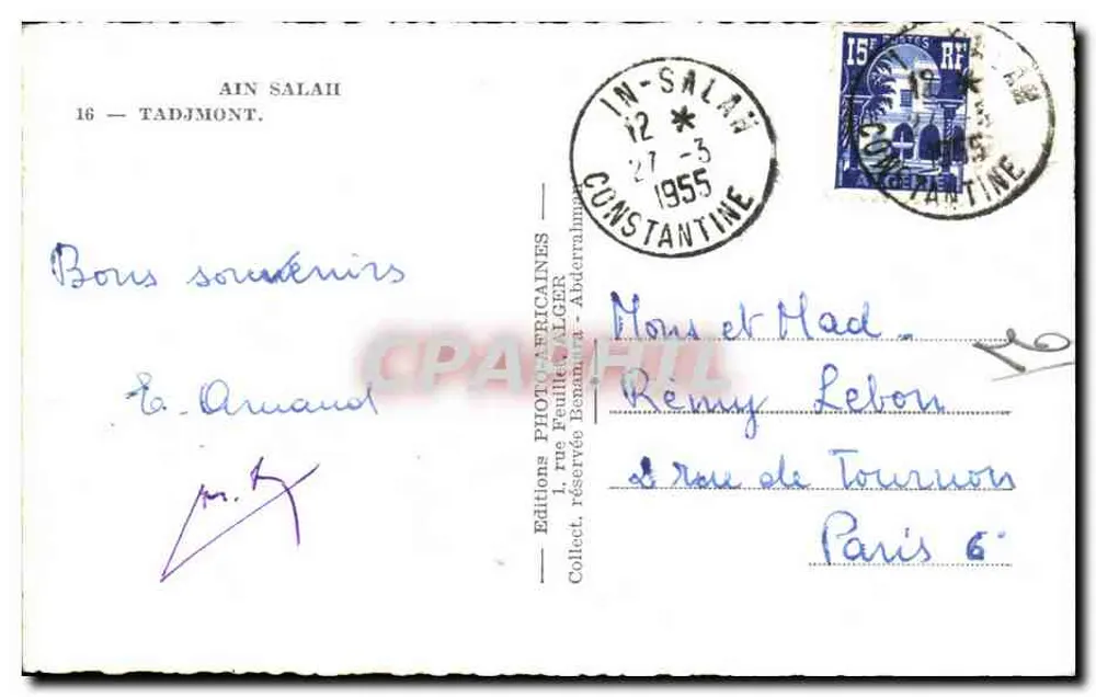 Ain Salah — Mont Tadjmont — Edições Photographicales Epa - Verso