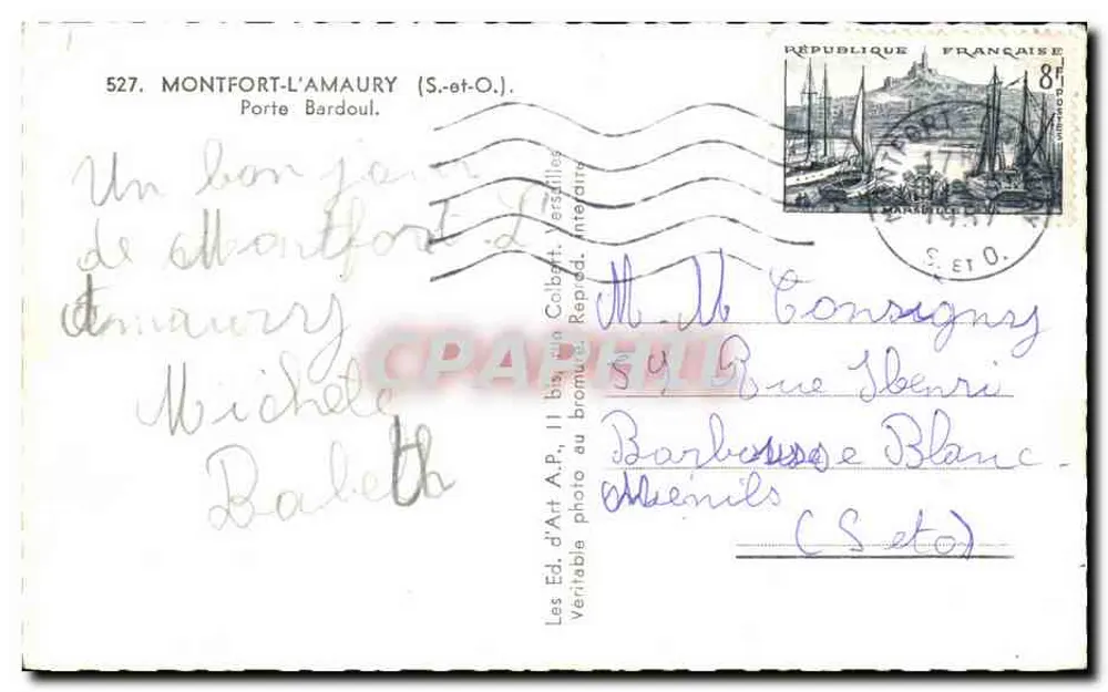 Montfort-l'Amaury — Tor zur Bardoul — Verlag d'Art A.P., Nr. 527 - Rückseite