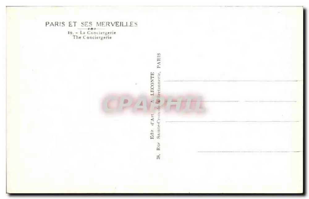 Paris - La Conciergerie — Verleger A. Leconte, Paris - Rückseite