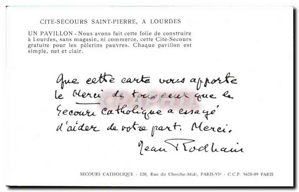 Cité-Secours Saint-Pierre in Lourdes — Pavillon voor arme pellegrinen — Secours Catholique - Achterkant