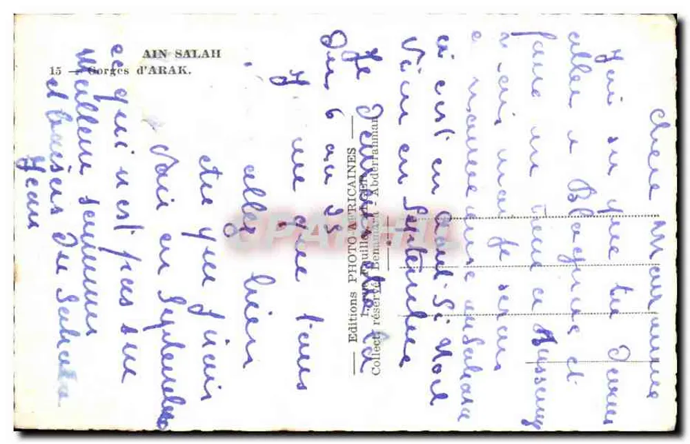 Gorges de ARAK — AIN-SALAH — Editora: Editions Photo-Africaines - Verso