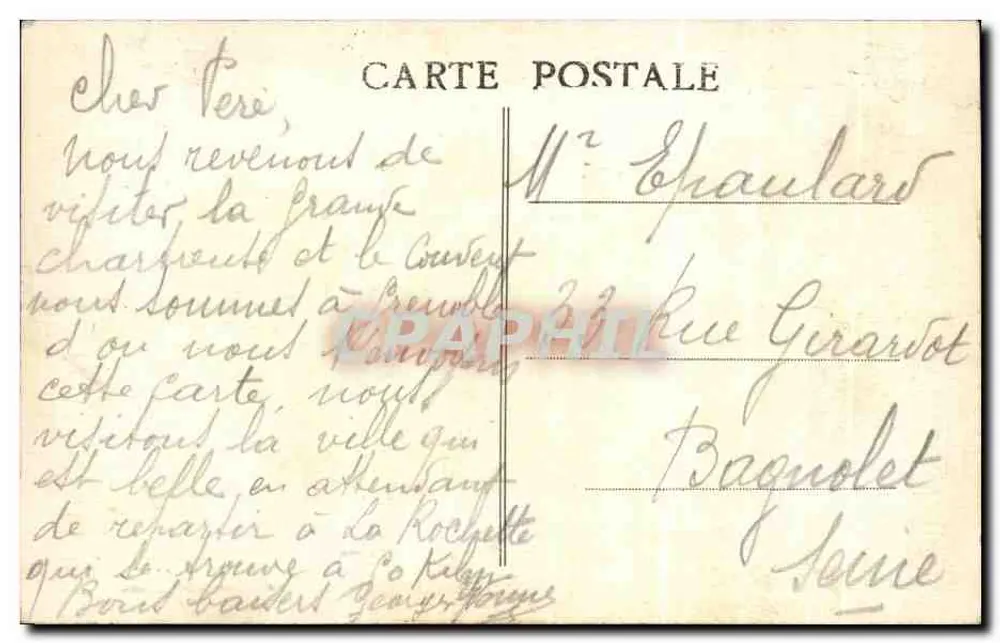 Grenoble - Der Hängende Brücke und der Quai Perrière — Édit. Romagnès, n° 98 - Rückseite