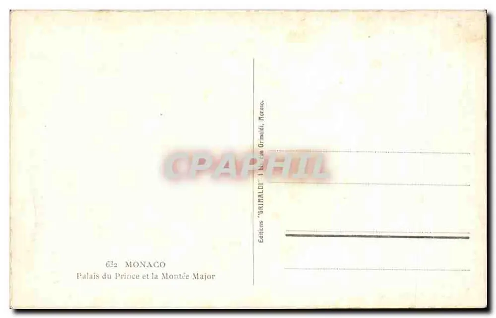 Palácio do Príncipe e a Montée Major — Mônaco — Éditions Grimaldi - Verso