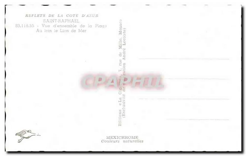 Saint-Raphaël — Übersicht der Bucht, im Hintergrund der Seelöwe — Editionen « La Cigogne » - Rückseite