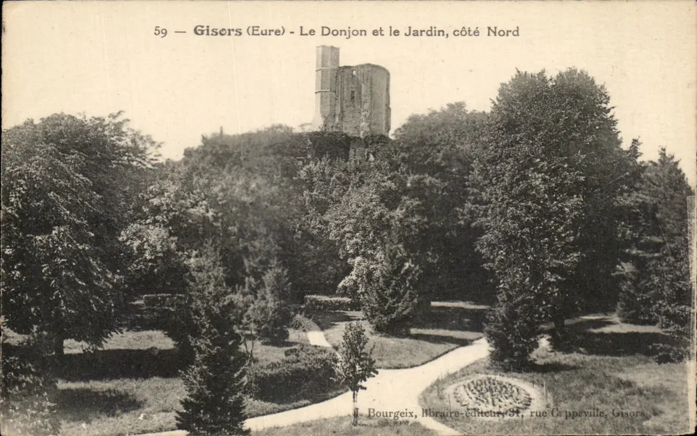 Gisors (Eure) - Der Bergfried und der Garten, Nordseite — J. Bourgeix, Buchhändler-Verlag, Straße Crappeville, Gisors - Vorderseite