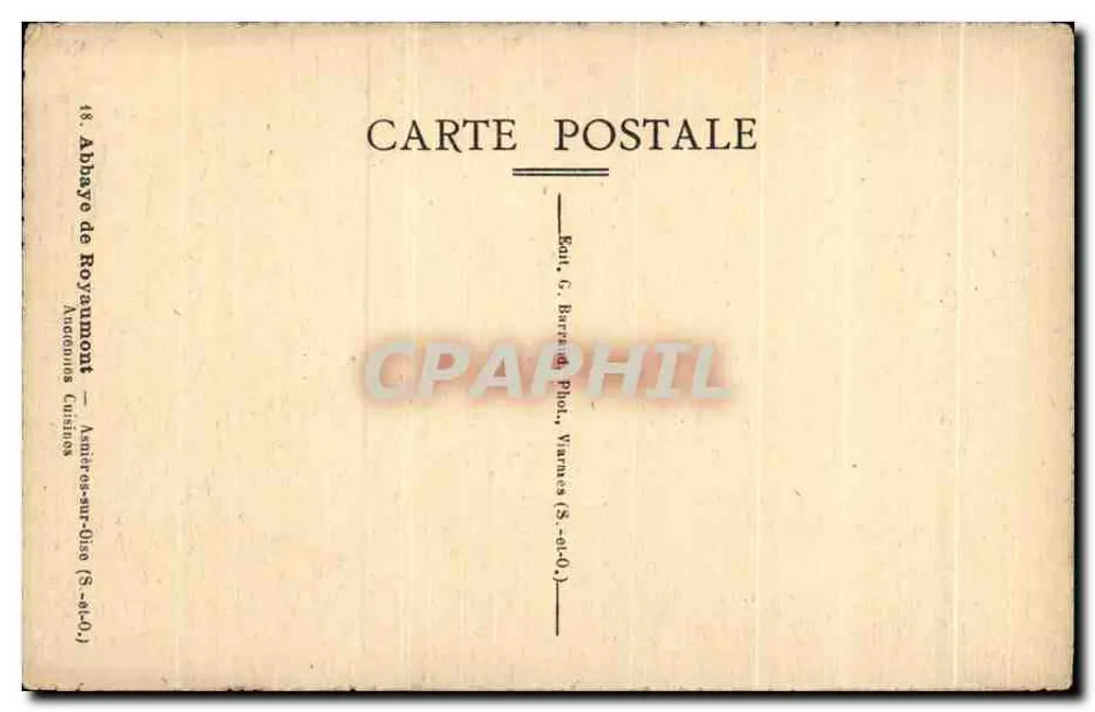 Abbaye de Royaumont — Küchen — Éd. G. Barring Phot, Vannes (S.-el.-O.) - Rückseite