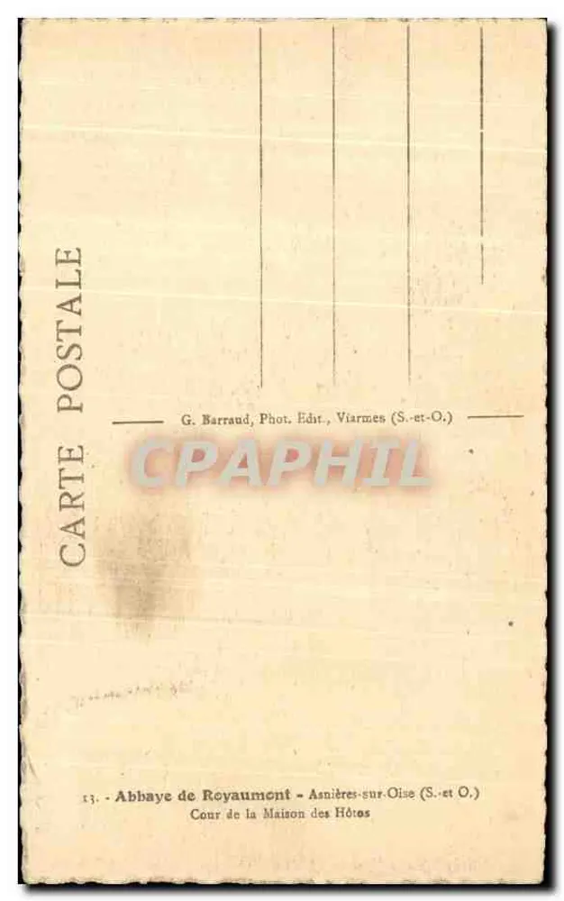 Hof der Gästehaus — Abtei Royaumont — G. Barraud, Fotografie, Verlag, Viarmes (S.-et-O.) - Rückseite