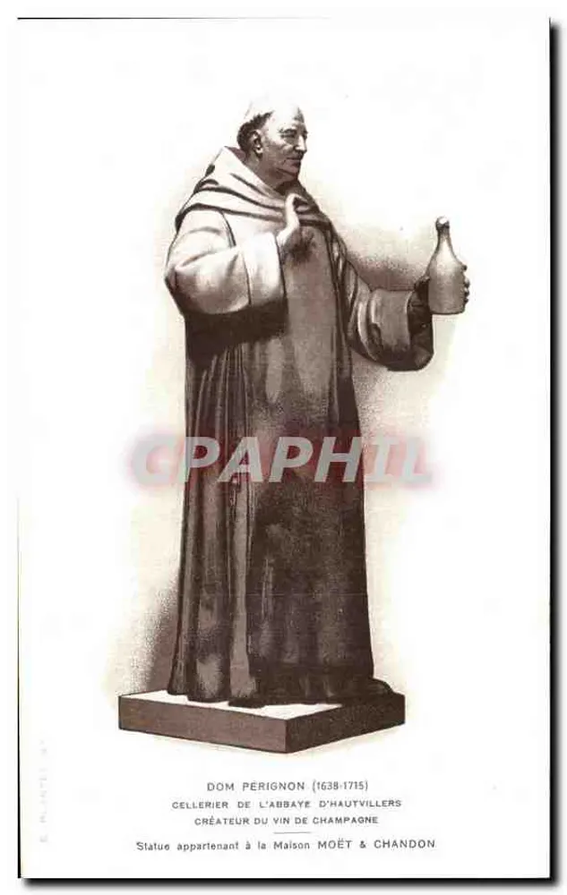 Statue von Dom Pérignon — Erfinder des Champagnerweins — Maison Moët & Chandon - Vorderseite