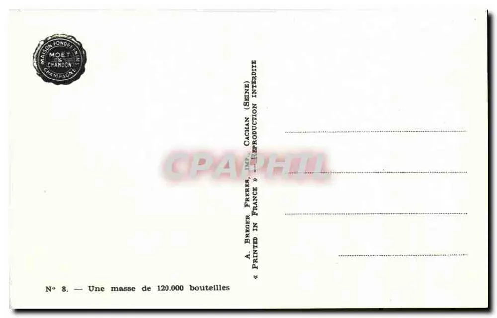 Keller von Cachan — Menge von 120.000 Flaschen — Breger Frères, Impr. Cachan - Rückseite
