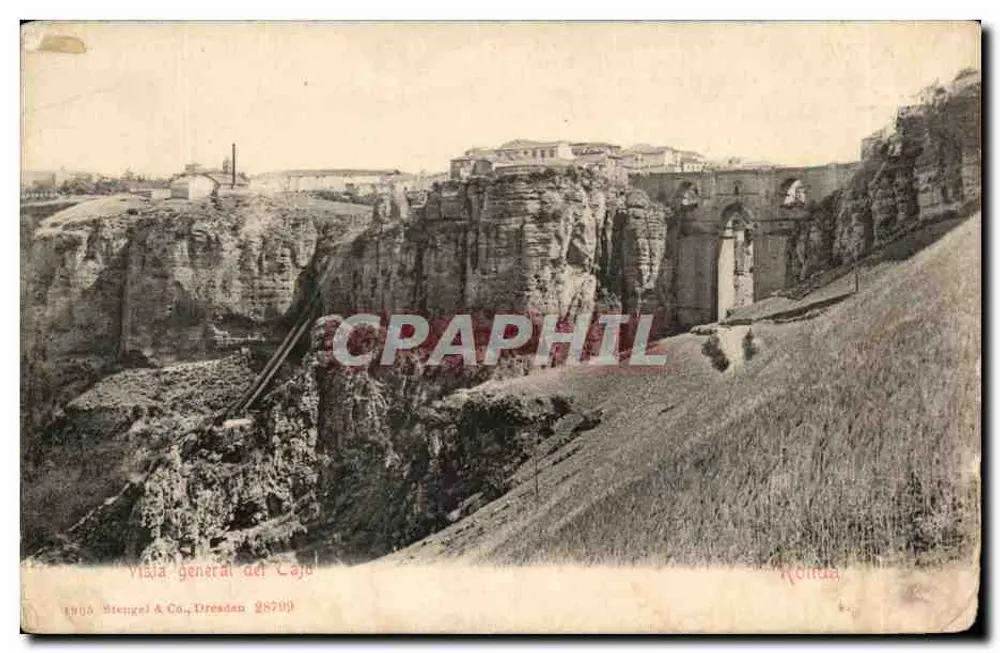 Vista geral do Caño — Ronda — Stengel & Co., Dresden, n° 28709 - Frente