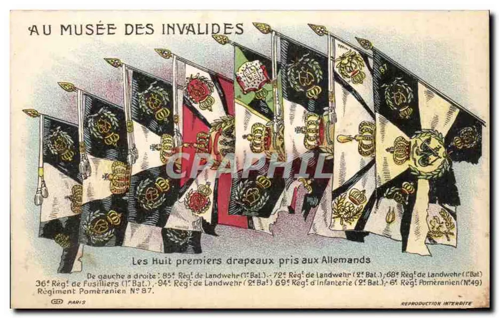 Fahnen, die den Deutschen abgenommen wurden — Musée des Invalides — GD Paris - Vorderseite