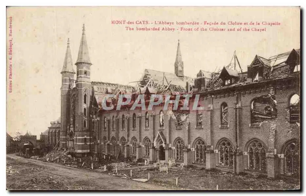 Mont-des-Cats - Die bombardierte Abtei - Fassade des Klausur- und Kapitelsaals - Vorderseite