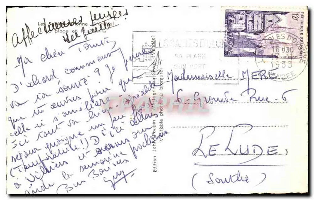 Praia de Sainte-Adresse — vista aérea — Edição J. Poupain, (Southe) - Verso