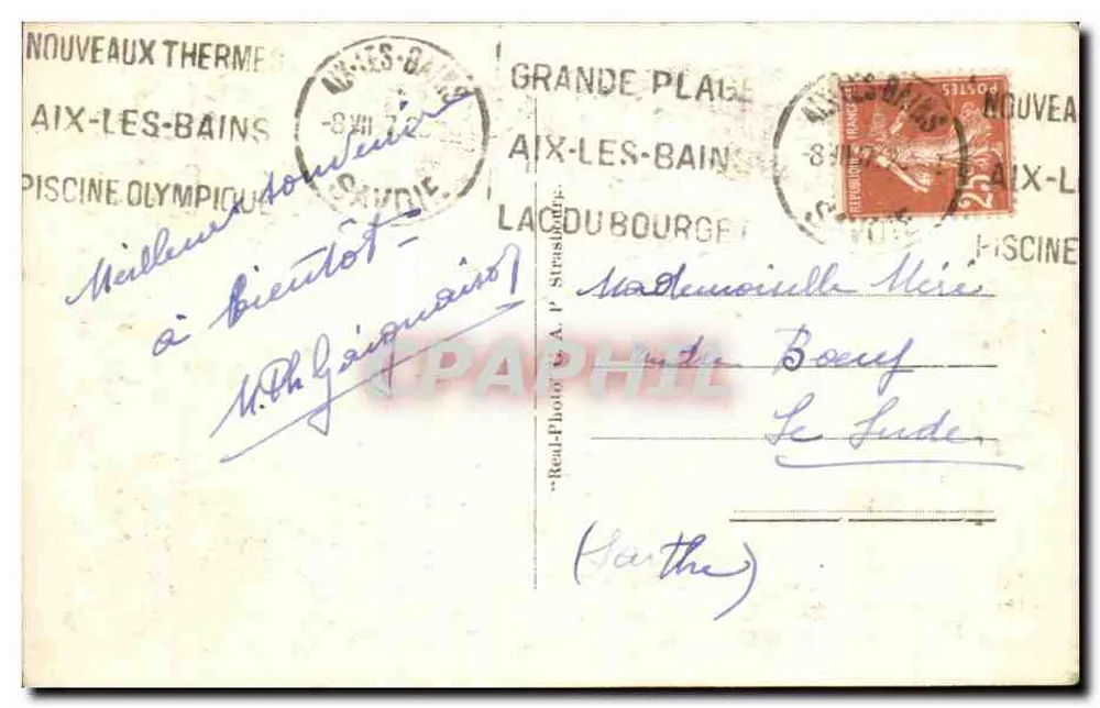 Lago do Bourget e Abadia de Hautecombe — LL — n° 235 — CPAP - Verso