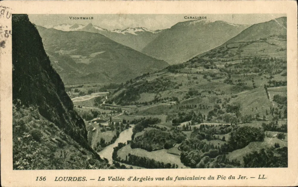 Tal von Argelès — Blick vom Seilbahn des Pic du Jer — Verlag LL. n° 156 - Vorderseite
