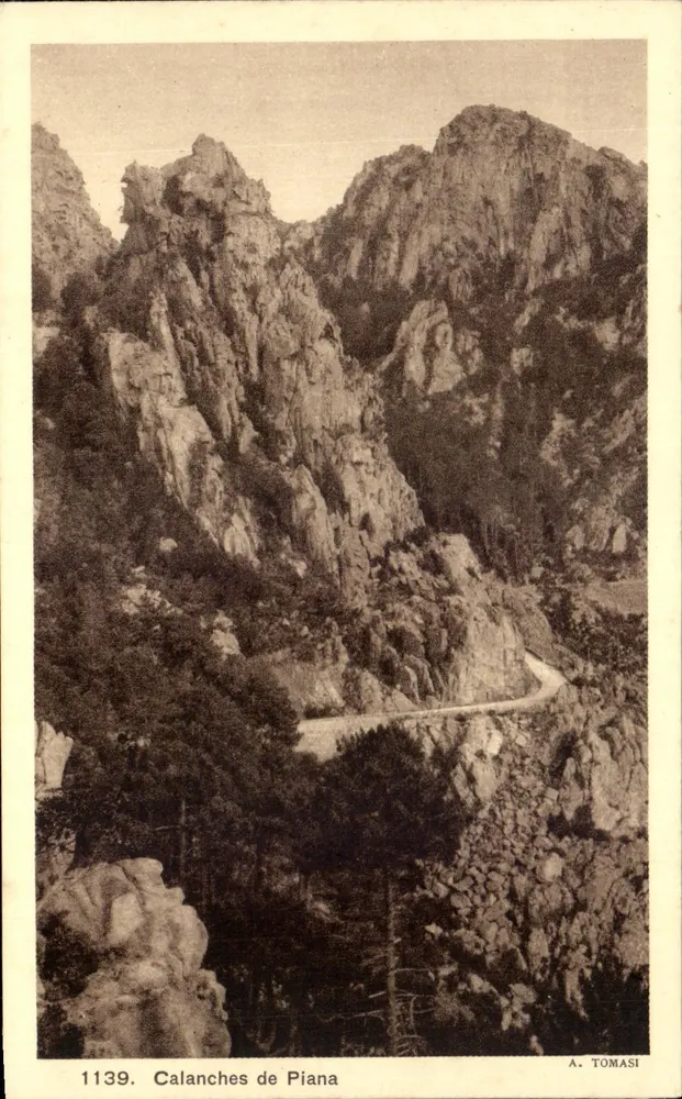Calanches de Piana — Panoramablick auf die Klippen und Straße — A. TOMASI, n° 1139 - Vorderseite