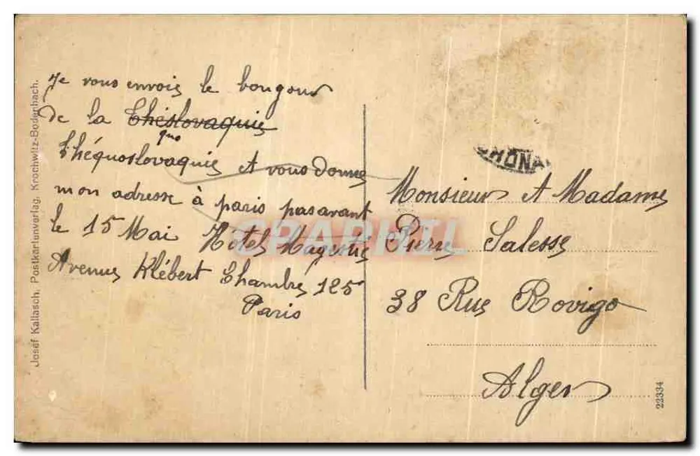 Les Herrnhaußfelsen près de Steinschönau en Bohême — éditeur Josef Kallbach, Postkartenverlag, Králova - Rückseite