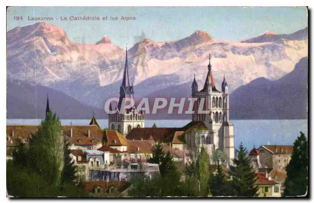 Lausanne - Die Kathedrale und die Alpen — Antike Ansichtskarte n°194 - Vorderseite