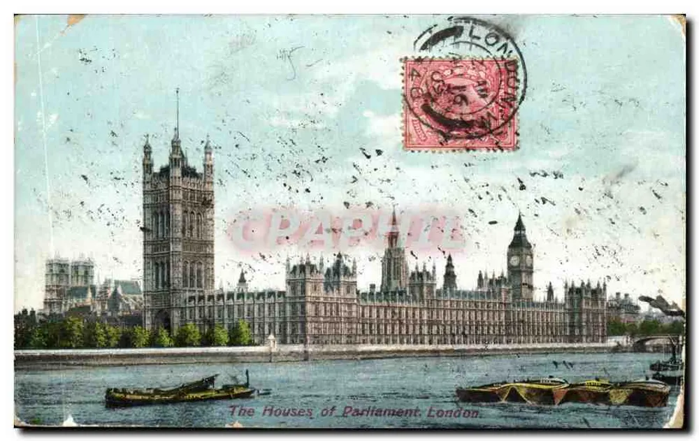 Die Parlamentskammern — Ansicht des Parlamentspalastes mit der Big-Ben-Turm — Verlag nicht sichtbar - Vorderseite
