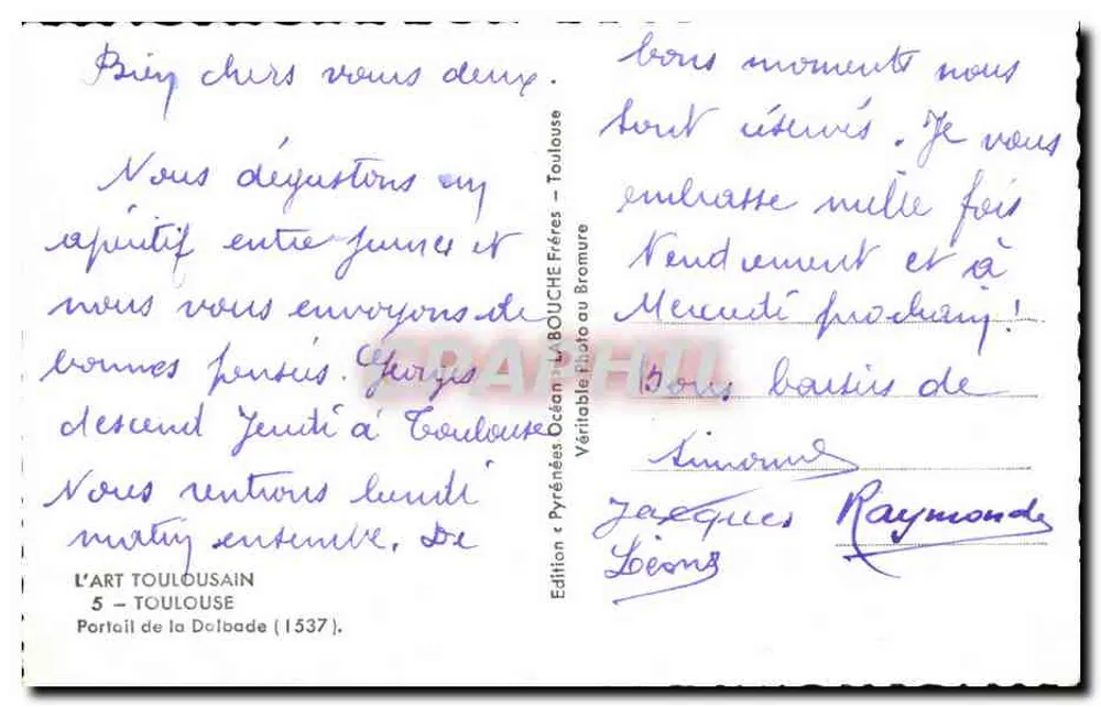 Portal da Dolbade — Toulouse — Edição La Bouche Frères - Verso