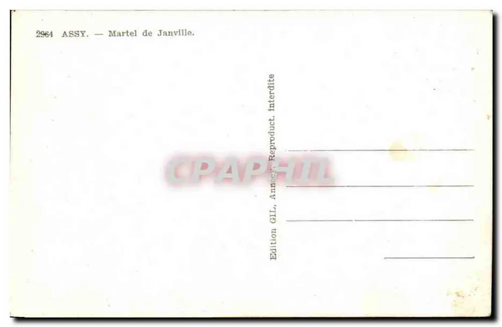 Hotel de montanha — Assy — Edição Martel de Janville, n° 2964 - Verso