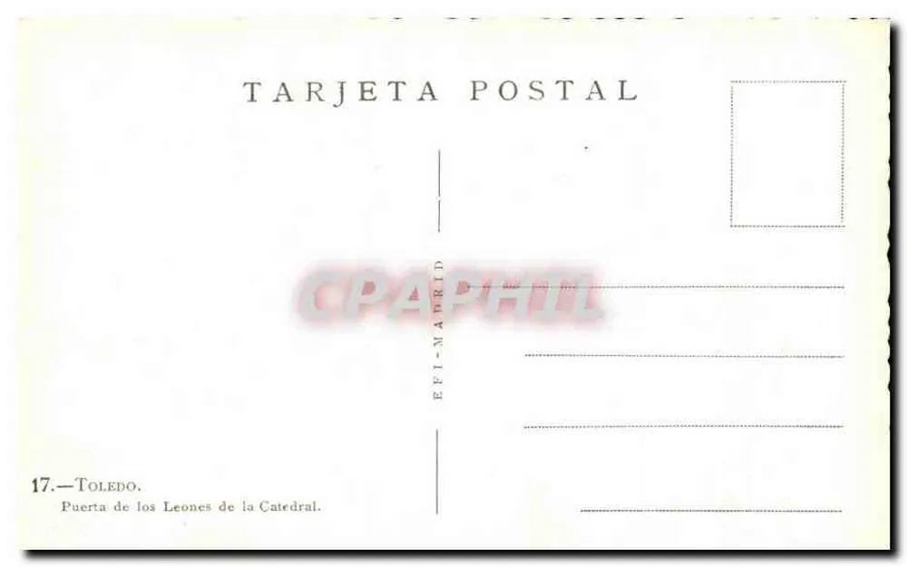 Toledo — Porta dos Leões da Catedral — Edição EFI-Madrid, n°17 - Verso