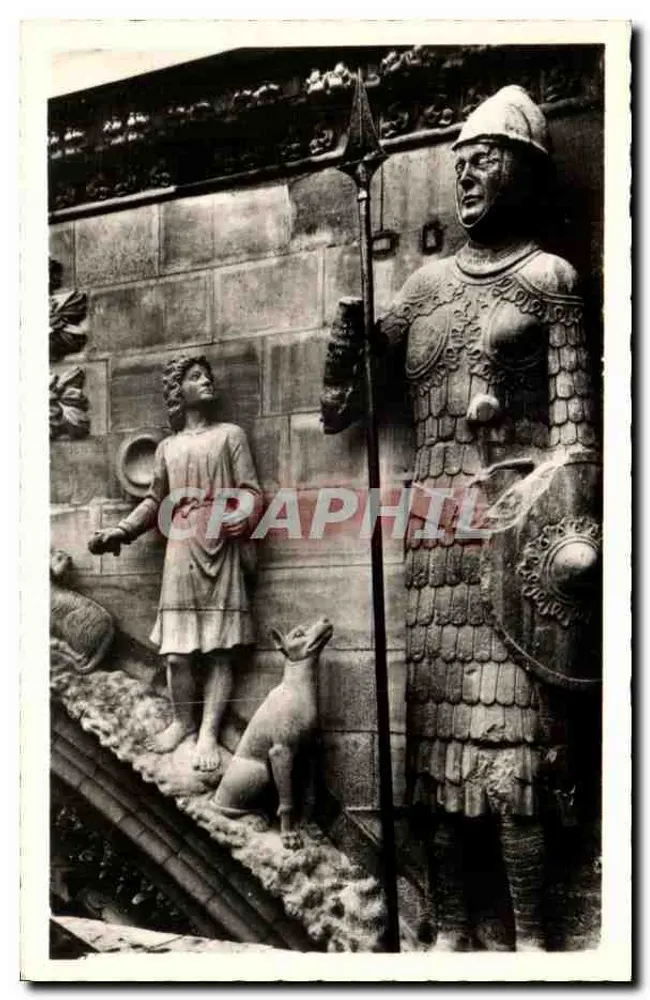 Kampf zwischen David und Goliath — Kathedrale von Reims — Ed. Reims, Place de la Cathédrale - Vorderseite