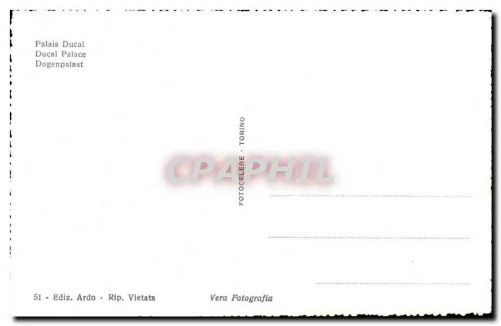 Vêneto - Palácio Ducal — editor Ardo, n° 51 - Verso