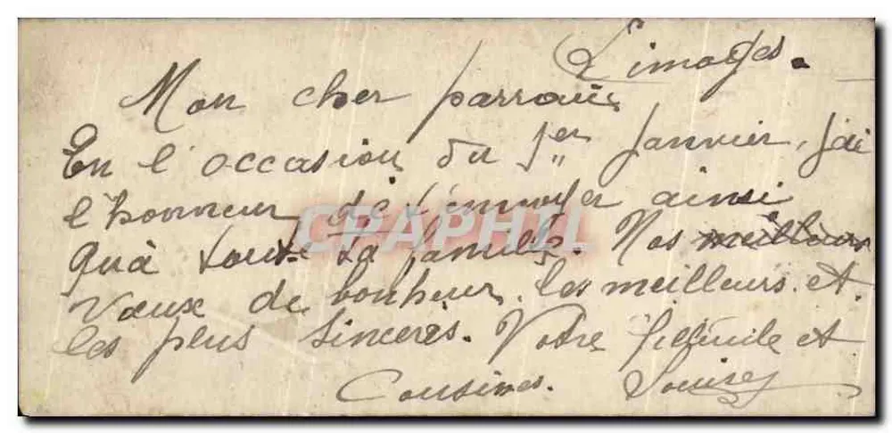 Guten Jahresbeginn — Dekoration aus Efeu, Rose und Hufeisen — unbekannter Verleger - Rückseite