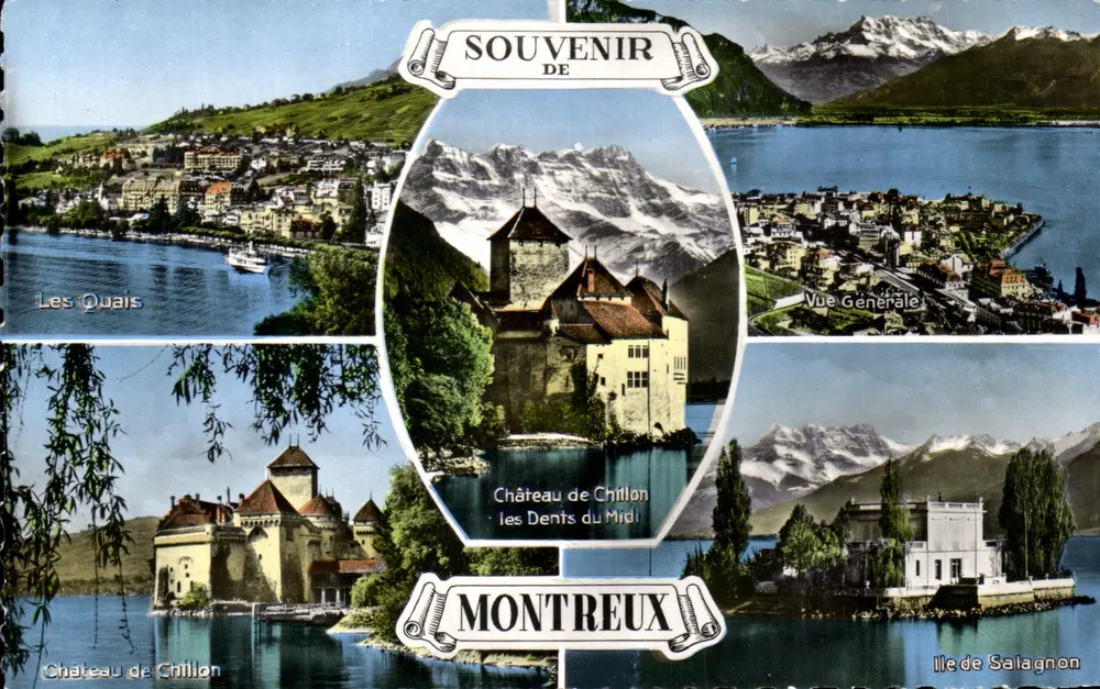 Castelo de Chillon — Montreux — Vista Geral e Ilha de Salagnon — Editor G. Jäger, Genebra - Frente