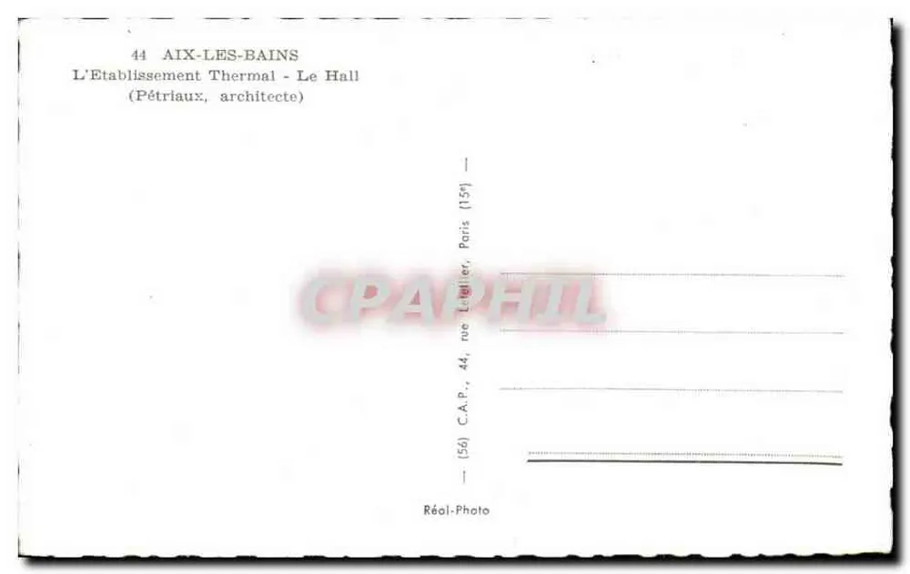 Aix-les-Bains — L'Établissement Thermal - Le Hall — C.A.P., París - Reverso