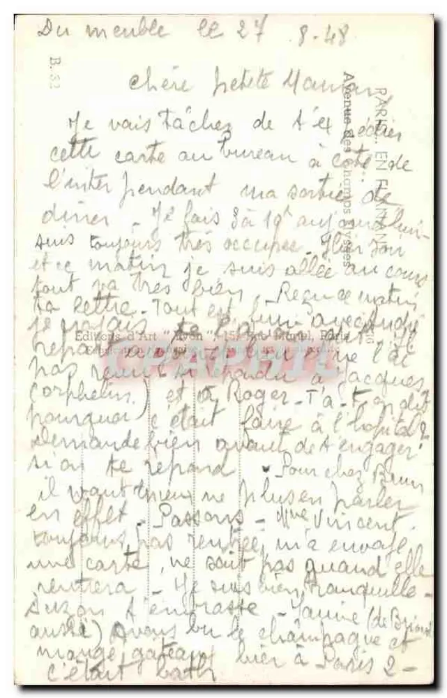 Vista da praça da Estrela em Paris — editor Art 'Jouan' n° B.32 - Verso